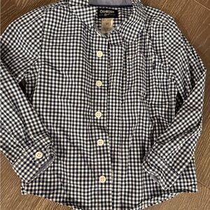 OshKosh B'gosh Navy and White Gingham Button-Down Shirt